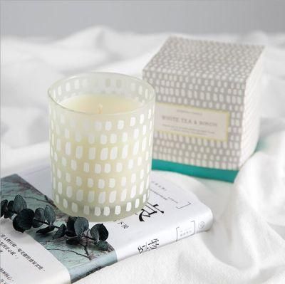 Wholesale Frosted White Spot Glass Jar Taper Candle Holder with Luxury Box