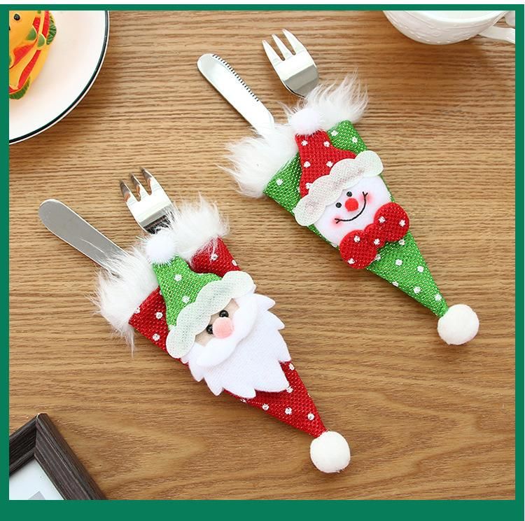 Christmas Santa Hats Silverware Holders, Mini Pockets Knife Spoon Fork Bags, Holiday Party Supplies Dinner