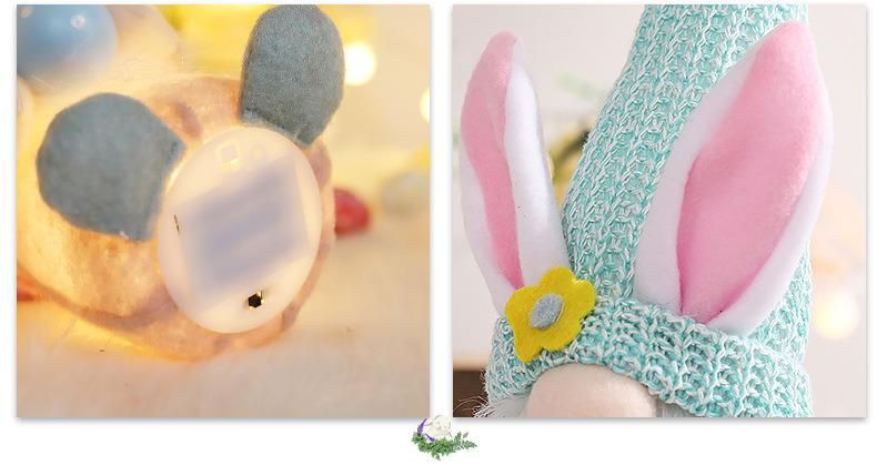 Easter Handmade Decorations with Glowing Lights Faceless Old Man Doll Rabbit Ears Easter Gnome Dolls