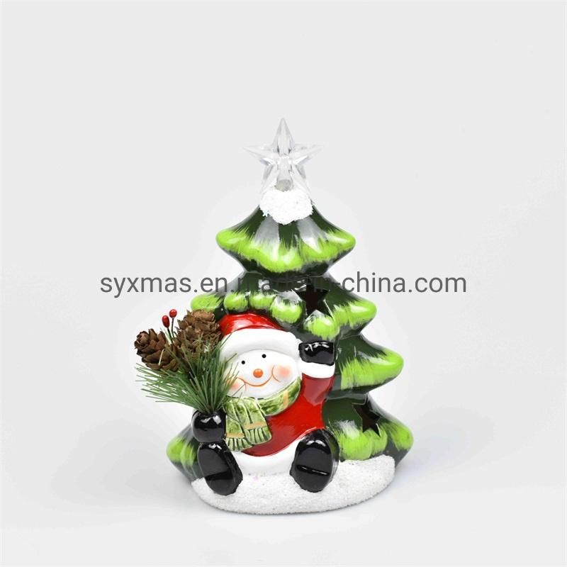 DIY Christmas Tree Decorated Ceramic Christmas Tree with Light Tabletop Christmas for Home Festival