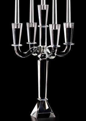 21in Modern Wedding Tapered Rectangle Crystal Candelabra