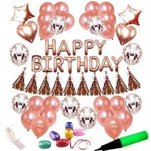 Aluminum Film Letters Stars Heart Balloons Set Happy Birthday Latex Balloons