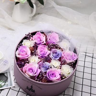 New Style Best Valentines&prime; Day Gift Magic Castle Preserved Roses Flower in Round Gift Box for Your Love