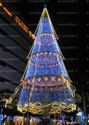 Outdoor Shopping Mall Christmas Tree Sculpt Motif 3 D Decoration Customized LED Light