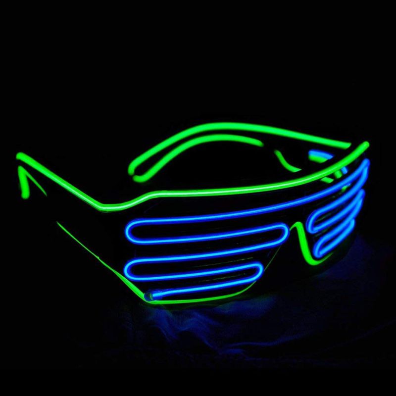 LED Shutter EL Wire Neon Rave Glasses Flashing LED Sunglasses
