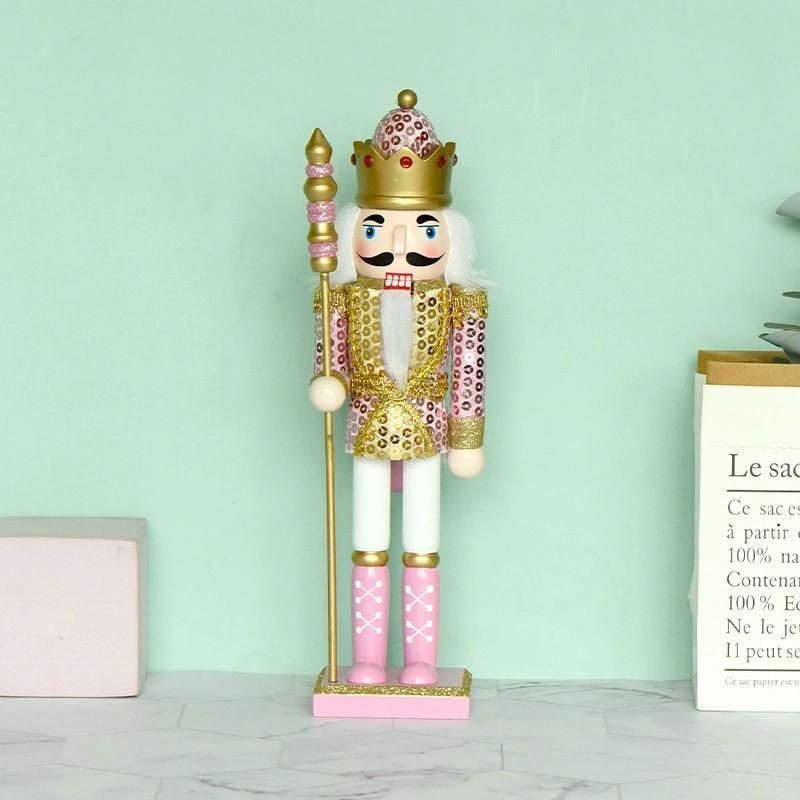 Xmas Wooden Craft Pink Shining Soldier Nutcracker