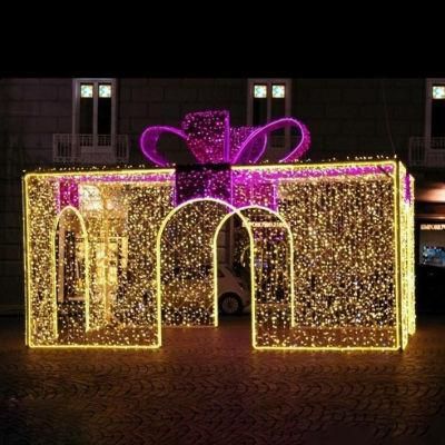 Outdoor Christmas Decoration Giant Motif Light Christmas Gift Box for Sale