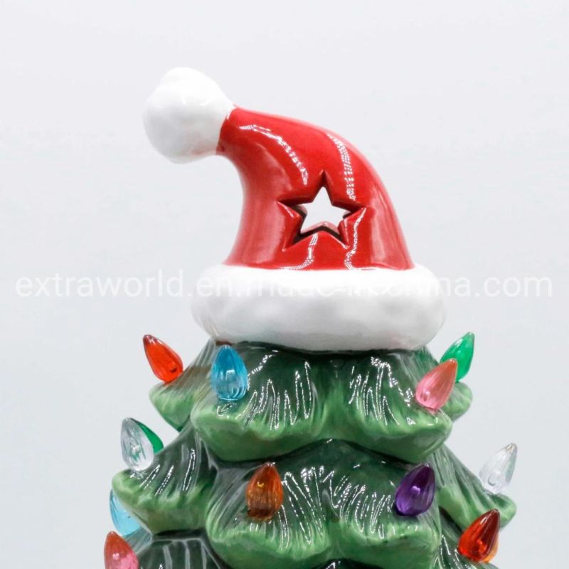 Hand-Painted Ceramic Christmas Tree Home Decoration Gift with LED Light