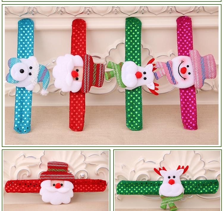 Santa Snowman Bear Slap Bracelets Christmas Hand Clap LED Slap Wristband Kids Adults