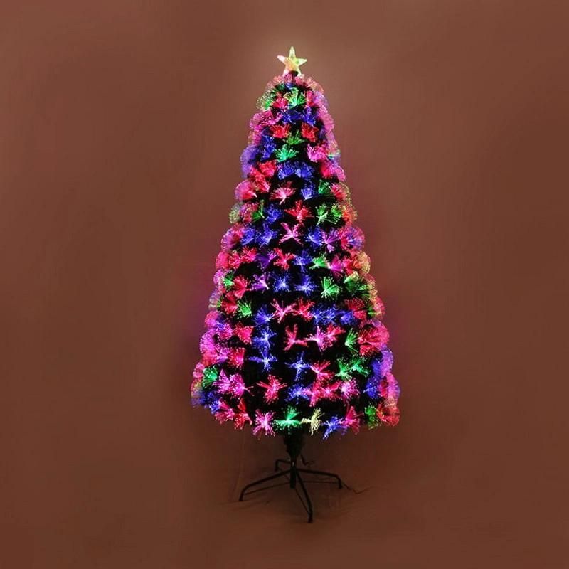 Wholesale Fiber Optic Xmas Ornaments PVC Green Artificial Christmas Tree with LED Light Party