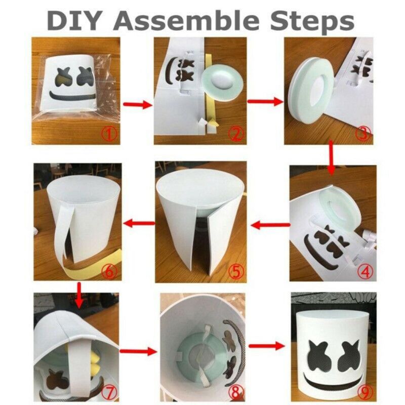LED Marshmello Helmet Candy Full Head Helmet Bass-Music Prop