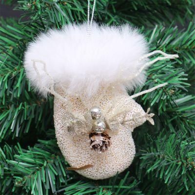 Foam Glove Shape Christmas Hanging Decoration with Tree Branch and Bell Decoration