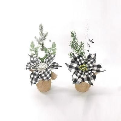 Silk Floral Potted Fake Decorative Roses Artificial Flowers Arrangements in Ceramics Pots