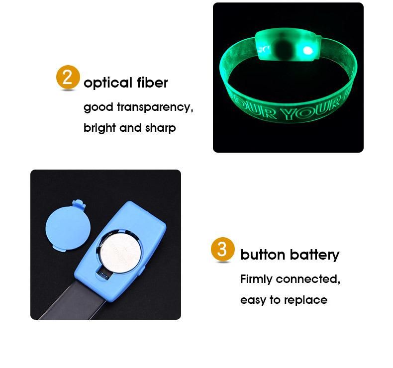 Custom LED Glow in The Dark Bracelet Flash Lighting Concert Wristband