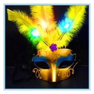 Halloween Fluffy Fiber LED Feather Mask Children&prime;s Toys