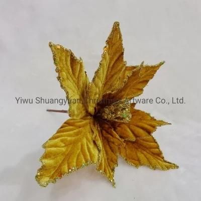 Gold Poinsettia Flowers for Christmas Tree