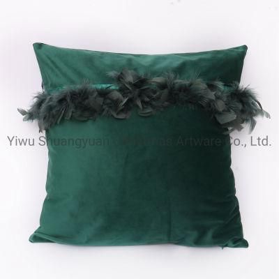 New Design Christmas Bolster Pillow with Feather for Holiday Wedding Party Home Decoration Hook Ornament Craft Gifts