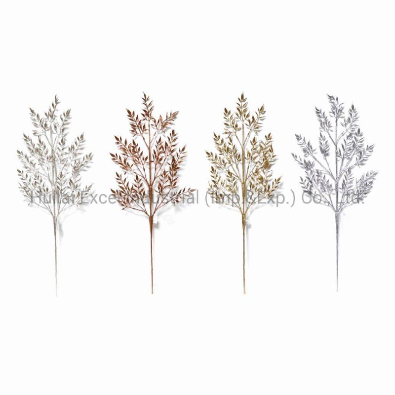 Christmas Decoration Leaf Picks Gold Branches Glitter Leaves Picks