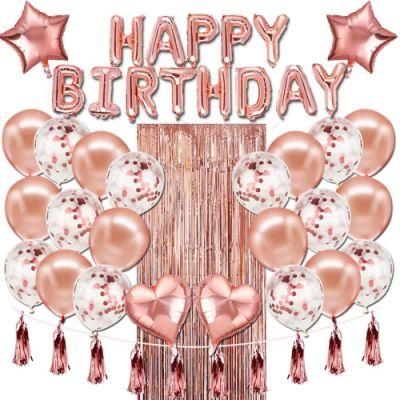 Pafu Rose Gold Birthday Party Supplies Birthday Banner Balloons Decorations