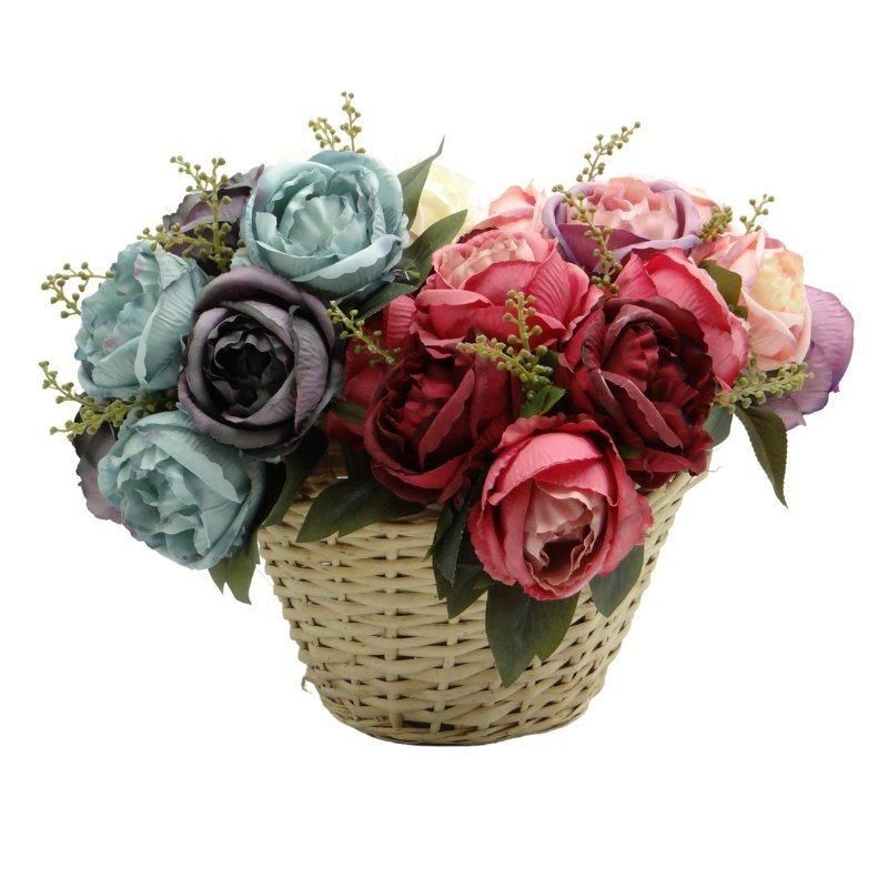 Home Decoration Weddings Artificial Bouquets Artificial Flowers Silk Two-Color Roses
