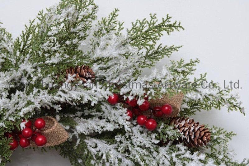 New Design Christmas Pine Needle with White Wreath for Holiday Wedding Party Decoration Supplies Hook Ornament Craft Giftss