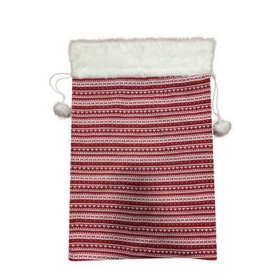 Wholesale Sublimation Custom Wool Gift Sack Bag Christmas Stripe Santa Sack