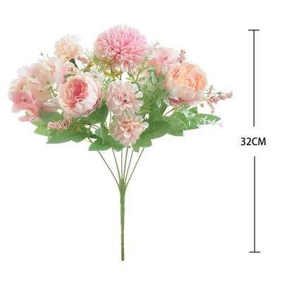 Hot Sale Artificial Flowers Rose Bouquet in Glass Vase, Flower Artificial Rose for Home, Kitchen, Table, Office, Room, Party Decoration (Red Roses)