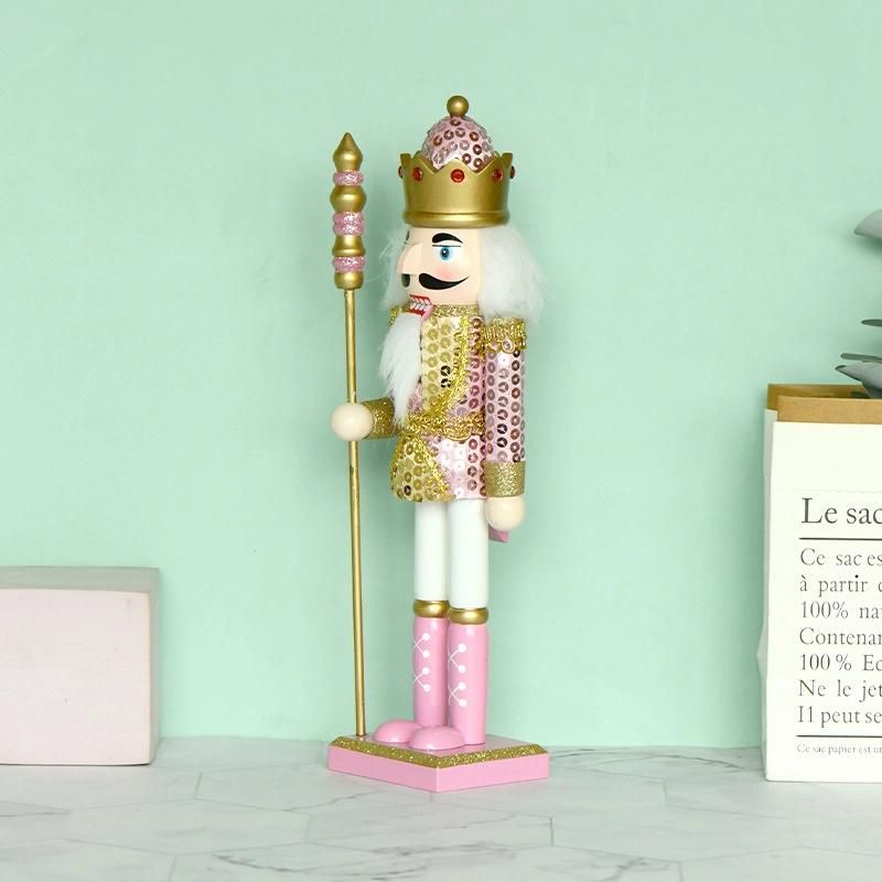 Xmas Wooden Craft Pink Shining Soldier Nutcracker