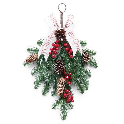 Cross-Border Christmas Tree Decorations 50cm Upside Down Tree PE Red Fruit Wall Hanging Hotel Shopping Mall Garland Rattan