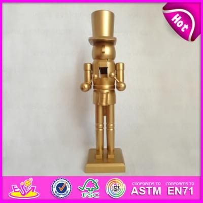 2015 Golden Color Wooden Nutcracker Toy, Wooden Soldier Nutcracker Toy Promotion Gift, Cheap Small Wooden Promotion Gifts W02A072A