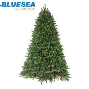 LED Round Lights Christmas Tree Pointed PVC+Pine Cone Light Tree