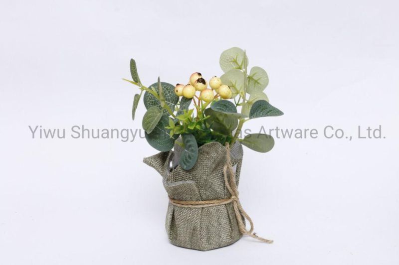 Potted Artifical Plan in Linen Pot Floral Simulation