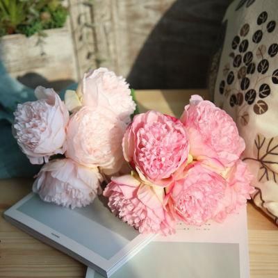 Hot Sale Artificial Silk Peony Bouquets Wedding Home Decoration