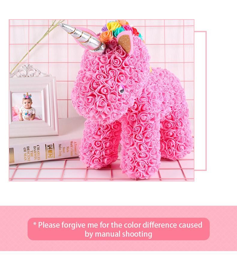 Wholesale Christmas Valentine′s Day Gift 40cm PE Unicorn Rose Bear