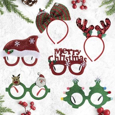 Christmas Headbands and Glasses Frames Bundle Set for Christmas Party Favors