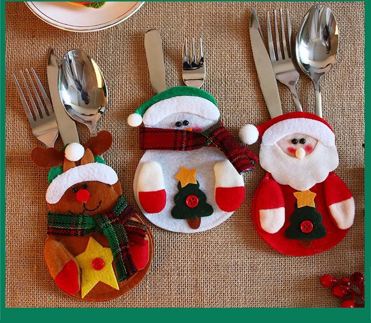 Christmas Dinner Table Decorations Tableware Holder Christmas Socks Decorations Mini Christmas Stockings Knife Spoon Fork Bag for Xmas Party Dinner