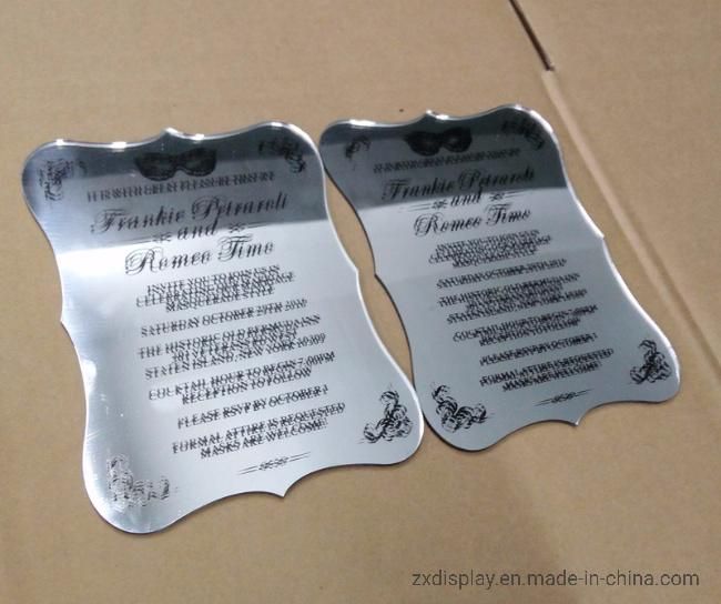 Custom Silver Mirror Acrylic Wedding Invitation Cards