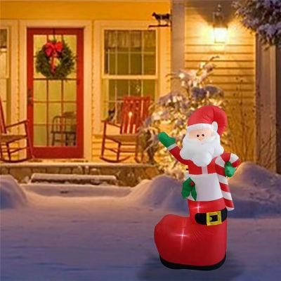 Inflatable Santa in Shock with Candy Cane Yard Light Decoration