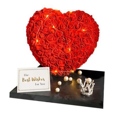30cm Heart Shape Preserved Rose Artificial Foam Flower Heart with Gift Box