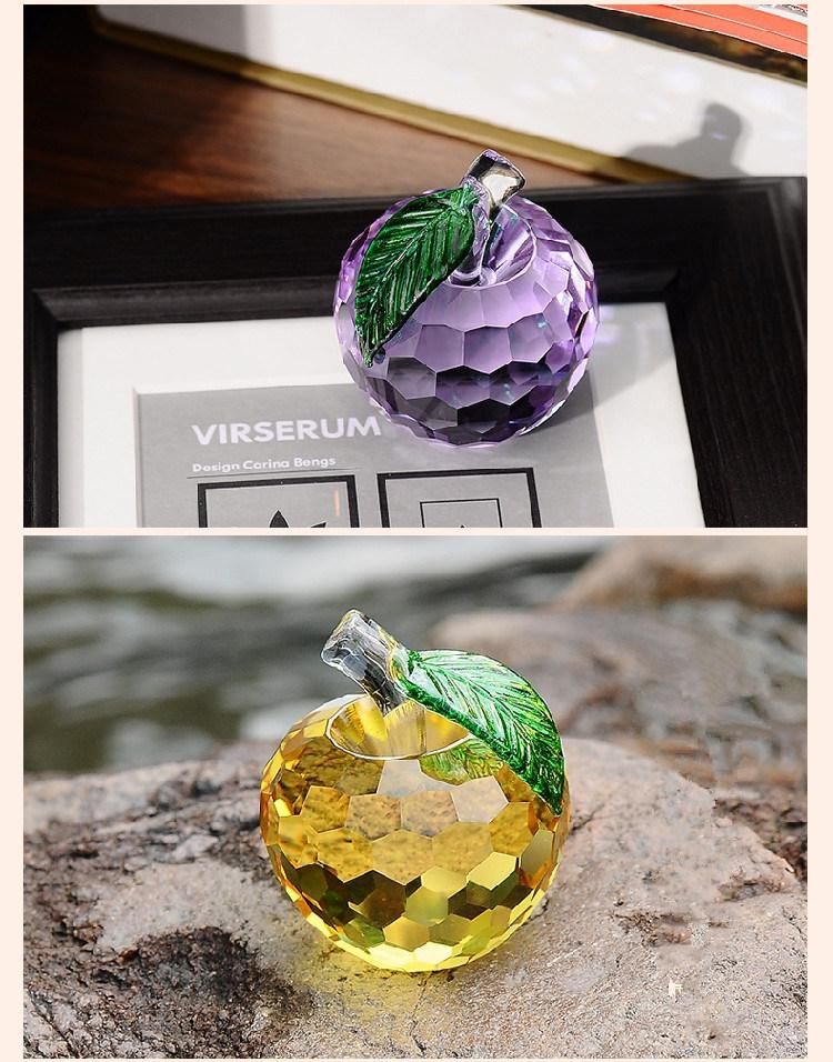 Coloured K9 Crystal Apple Craft for Christmas Decoration