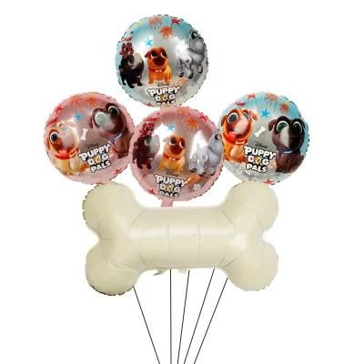 Hot Selling 5 Piece Cartoon Animal Dog Woof Bone Helium Globos Set 18-Inch Dog Party Decoration Aluminum Foil Balloon Set for Pet