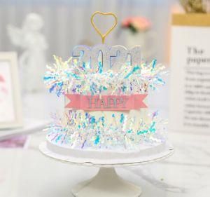 Happy New Year Merry Christmas 2021 Winter Festive Holidays Cake Topper Hello 2021 New Year&prime;s Eve Cake Decoration