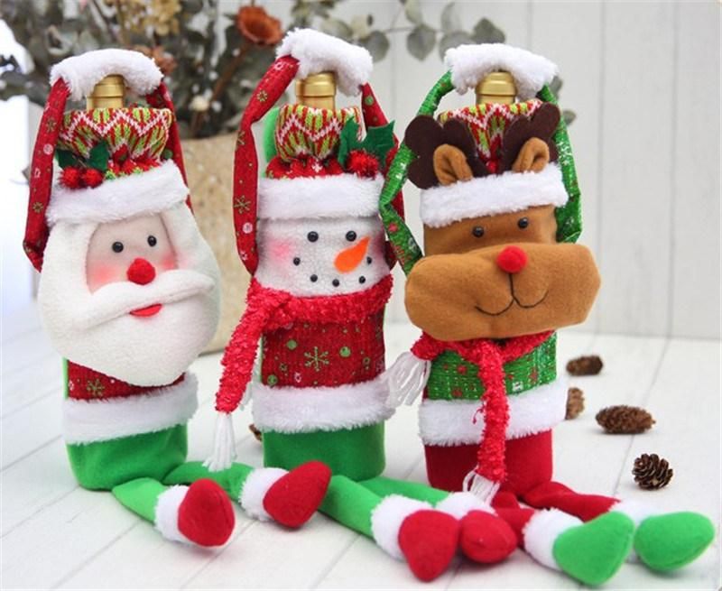 Wine Bottle Cover Christmas Decorations Snowman Stocking Gift Home Decorations