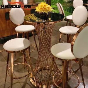 Club Furniture Stainless Steel Frame Glass Top Bar Wedding Table