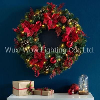 Decorated Wreath with 50 Chasing LED Lights