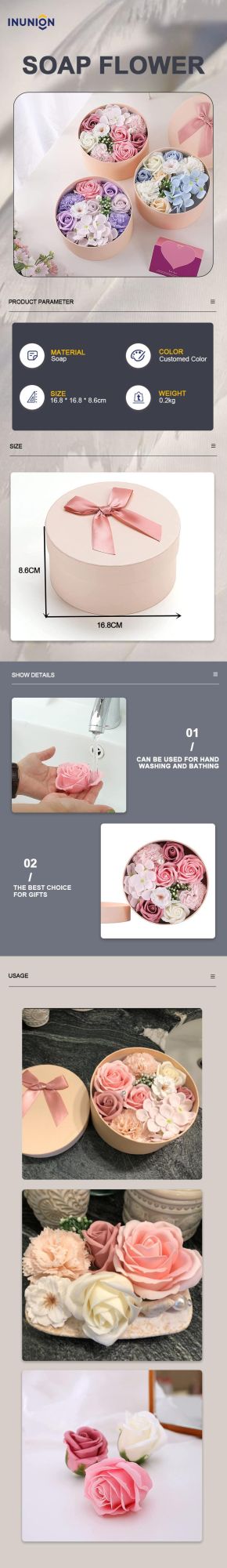 Artificial Rose Flower Soap Roses Gift Box for Valentine′s Day, Mother′s Day, Christmas