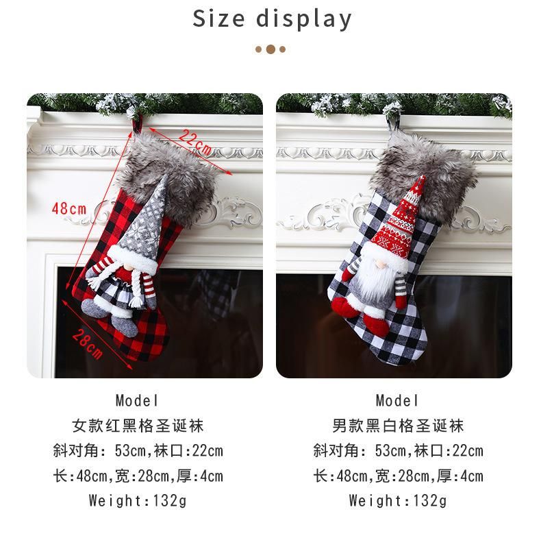 Christmas Decorations Three-Dimensional Figures Checkered Christmas Stockings Christmas Tree Pendants Gifts Gifts Candy Bags Pendants