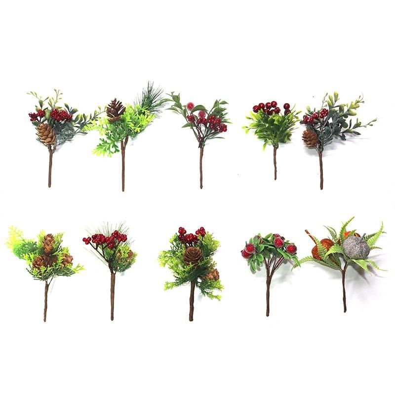 Natural Pine Cone Red Berry Christmas Floral Picks