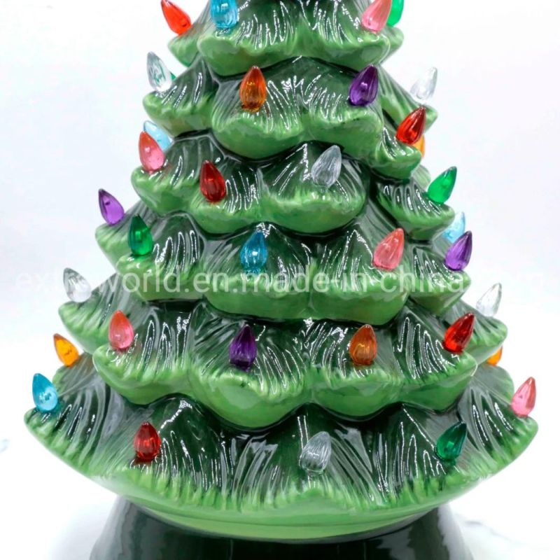 Hand-Painted Ceramic Christmas Tree Home Decoration Gift with LED Light