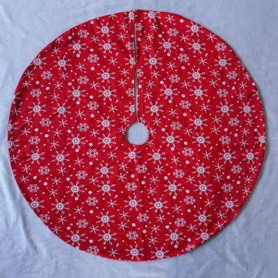 Red Color Printed 47&quot; Snowflake Christmas Tree Skirt